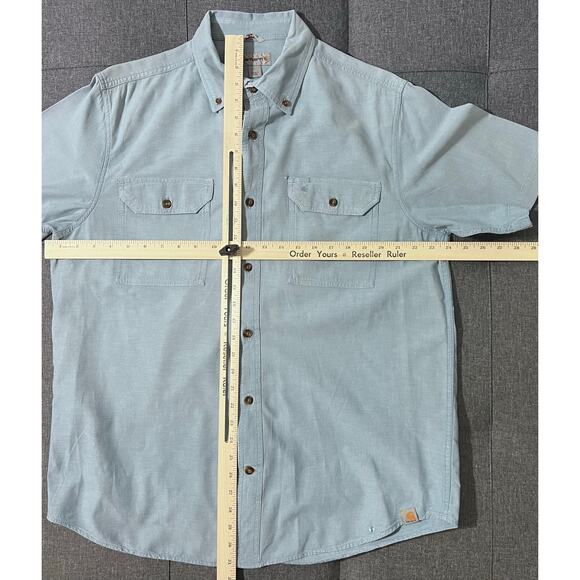 Carhartt Casual Button Down Distressed Shirt Men Large‎ Light Blue - Picture 3 of 5